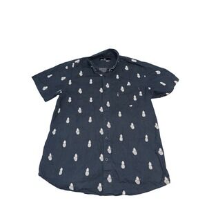 Molokai Surf‎ Co Mens Black Pineapple Print Short Sleeve Button Up Shirt Size L